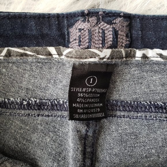 High Waisted Dark Blue Denim Skinny Jeans With Button Fly // 1 - Picture 6 of 8